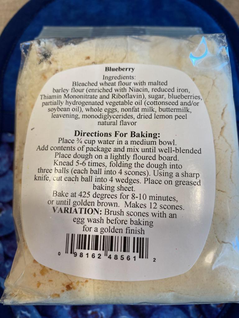 Blueberry Scone Mix; Ingredients and Directions