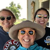 three women wearing sun glasses